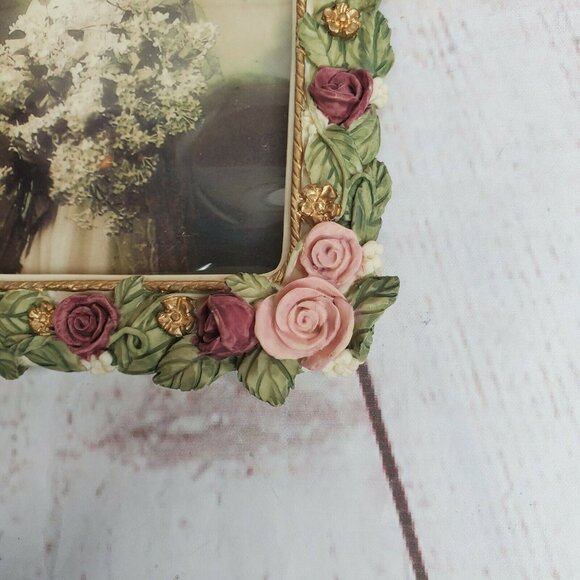 Porcelain Floral Embossed Hand Painted Picture Frame - Picture 4 of 8